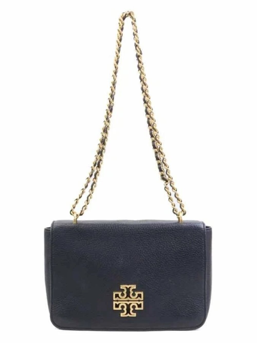 Auth Tory Burch Chain Shoulder Bag Black/Gold Leather/Metal - Picture 2 of 15